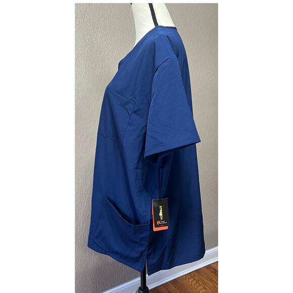 Beverly Hills Uniforms Work Medical Scrub Top Blue Stretch Men Women 2XL New - Picture 3 of 8